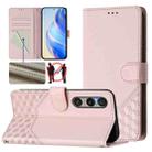 For Sony Xperia 1 VI 2024 Honeycomb Embossing RFID Leather Phone Case(Pink) - 1