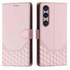 For Sony Xperia 1 VI 2024 Honeycomb Embossing RFID Leather Phone Case(Pink) - 2