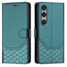 For Sony Xperia 1 VI 2024 Honeycomb Embossing RFID Leather Phone Case(Peacock Green) - 2