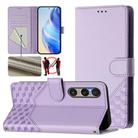 For Sony Xperia 1 VI 2024 Honeycomb Embossing RFID Leather Phone Case(Light Purple) - 1