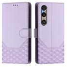 For Sony Xperia 1 VI 2024 Honeycomb Embossing RFID Leather Phone Case(Light Purple) - 2