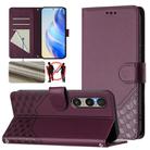 For Sony Xperia 1 VI 2024 Honeycomb Embossing RFID Leather Phone Case(Violet) - 1