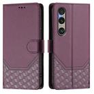 For Sony Xperia 1 VI 2024 Honeycomb Embossing RFID Leather Phone Case(Violet) - 2