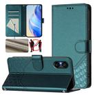 For Sony Xperia 5 V Honeycomb Embossing RFID Leather Phone Case(Peacock Green) - 1