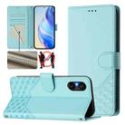 For Sony Xperia 5 VI 2024 Honeycomb Embossing RFID Leather Phone Case(Mint Green) - 1