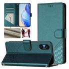 For Sony Xperia 5 VI 2024 Honeycomb Embossing RFID Leather Phone Case(Peacock Green) - 1