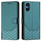 For Sony Xperia 5 VI 2024 Honeycomb Embossing RFID Leather Phone Case(Peacock Green) - 2