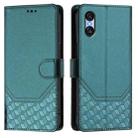 For Sony Xperia 10 VI 2024 Honeycomb Embossing RFID Leather Phone Case(Peacock Green) - 2