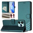 For Umidigi A15 / A15C / A15T Honeycomb Embossing RFID Leather Phone Case(Peacock Green) - 1