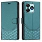 For Umidigi A15 / A15C / A15T Honeycomb Embossing RFID Leather Phone Case(Peacock Green) - 2