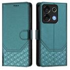 For Umidigi G9 5G Honeycomb Embossing RFID Leather Phone Case(Peacock Green) - 2