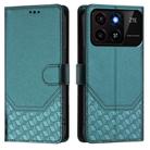 For ZTE Blade A35 / A55 Honeycomb Embossing RFID Leather Phone Case(Peacock Green) - 2