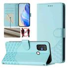 For ZTE Blade A52 Honeycomb Embossing RFID Leather Phone Case(Mint Green) - 1