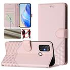 For ZTE Blade A52 Honeycomb Embossing RFID Leather Phone Case(Pink) - 1