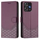 For ZTE Blade A73 4G Honeycomb Embossing RFID Leather Phone Case(Violet) - 2