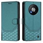 For ZTE Blade A73 5G Honeycomb Embossing RFID Leather Phone Case(Peacock Green) - 2