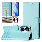 For ZTE Blade V40s Honeycomb Embossing RFID Leather Phone Case(Mint Green) - 1