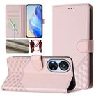 For ZTE Blade V40s Honeycomb Embossing RFID Leather Phone Case(Pink) - 1