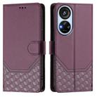 For ZTE Blade V40s Honeycomb Embossing RFID Leather Phone Case(Violet) - 2