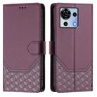 For ZTE Blade V50 Vita Honeycomb Embossing RFID Leather Phone Case(Violet) - 2