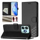 For ZTE Blade A75 4G Honeycomb Embossing RFID Leather Phone Case(Black) - 1