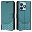 For ZTE Blade A75 4G Honeycomb Embossing RFID Leather Phone Case(Peacock Green) - 2