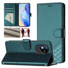 For ZTE Blade A35 Lite Honeycomb Embossing RFID Leather Phone Case(Peacock Green) - 1