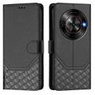 For ZTE Blade A75 5G Honeycomb Embossing RFID Leather Phone Case(Black) - 2