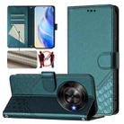 For ZTE Blade A75 5G Honeycomb Embossing RFID Leather Phone Case(Peacock Green) - 1