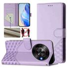 For ZTE Blade A75 5G Honeycomb Embossing RFID Leather Phone Case(Light Purple) - 1