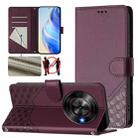 For ZTE Blade A75 5G Honeycomb Embossing RFID Leather Phone Case(Violet) - 1