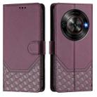 For ZTE Blade A75 5G Honeycomb Embossing RFID Leather Phone Case(Violet) - 2