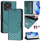 For ZTE Blade V70 Design Honeycomb Embossing RFID Leather Phone Case(Peacock Green) - 1