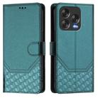 For ZTE Blade V70 Design Honeycomb Embossing RFID Leather Phone Case(Peacock Green) - 2