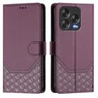 For ZTE Blade V70 Design Honeycomb Embossing RFID Leather Phone Case(Violet) - 2