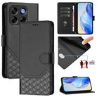 For ZTE Blade V70 Honeycomb Embossing RFID Leather Phone Case(Black) - 1