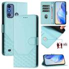 For ZTE Blade A53 Pro Honeycomb Embossing RFID Leather Phone Case(Mint Green) - 1