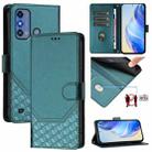 For ZTE Blade A53 Pro Honeycomb Embossing RFID Leather Phone Case(Peacock Green) - 1