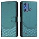 For ZTE Blade A53 Pro Honeycomb Embossing RFID Leather Phone Case(Peacock Green) - 2
