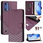 For ZTE Blade A53 Pro Honeycomb Embossing RFID Leather Phone Case(Violet) - 1