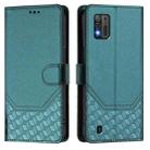For ZTE Blade A52 Lite Honeycomb Embossing RFID Leather Phone Case(Peacock Green) - 2