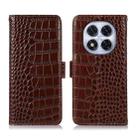 For Redmi Note 14 Pro 5G Crocodile Top Layer Cowhide Leather Phone Case(Brown) - 1