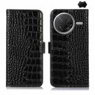 For Redmi K80 Crocodile Top Layer Cowhide Leather Phone Case(Black) - 1