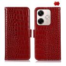 For Redmi 13X Crocodile Top Layer Cowhide Leather Phone Case(Red) - 1