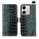 For Redmi 13X Crocodile Top Layer Cowhide Leather Phone Case(Green) - 1