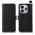 For Redmi Note 14 5G Magnetic Crazy Horse Texture Genuine Leather RFID Phone Case(Black) - 1