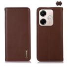 For Redmi 13X KHAZNEH Nappa Top Layer Cowhide Leather Phone Case(Brown) - 1