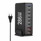 YMX-986 286W 6 Type-C, 2 USB 8-Ports Desktop Fast Charger, Plug Type:EU Plug(Black) - 1