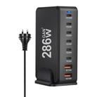 YMX-986 286W 6 Type-C, 2 USB 8-Ports Desktop Fast Charger, Plug Type:AU Plug(Black) - 1