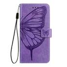 For Samsung Galaxy M35 Embossed Butterfly Leather Phone Case(Purple) - 3